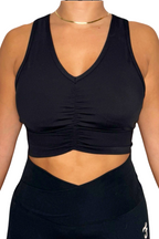 RACERBACK SPORT BRA TECHNICAL FABRICS , STYLISH DESIGN BLACK
