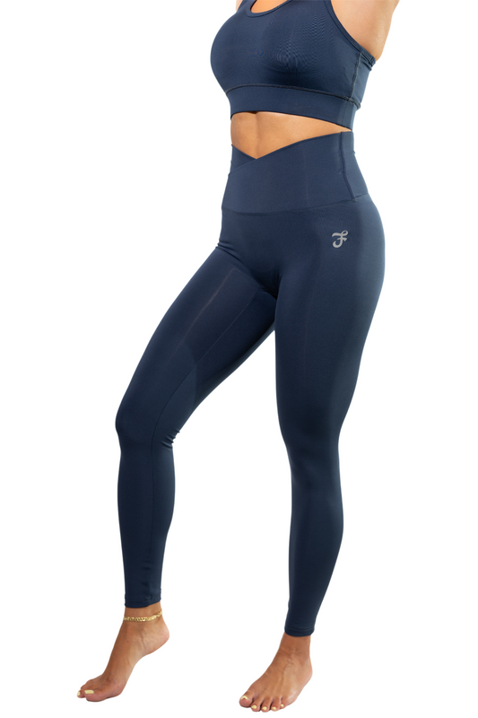 CLASSIC HIGH - RISE CROSSOVER LONG LASTING COMFORTABLE LEGGING NAVY BLUE