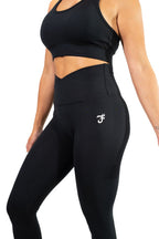 CLASSIC HIGH - RISE CROSSOVER LONG LASTING COMFORTABLE LEGGING BLACK